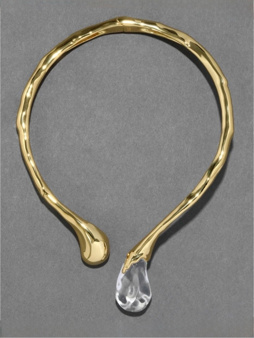 NEW Alexis Bittar Liquid Lucite Sprout Collar Necklace Gold Clear SB18